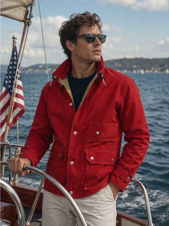 survivalon Other - Survivalon Cagney Jacket XXL Red USA Made Cotton Sailing Field Jacket Roll Hood